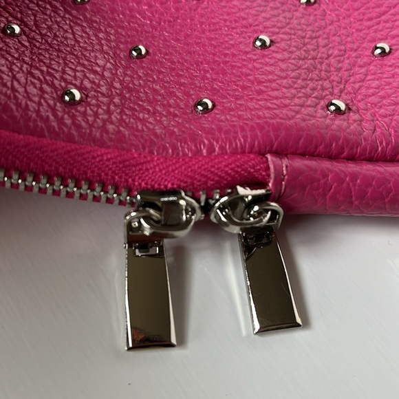Borse In Pelle Women's Handbag Purse Hot Pink Stud Leather Phone Crossbody - Picture 6 of 11